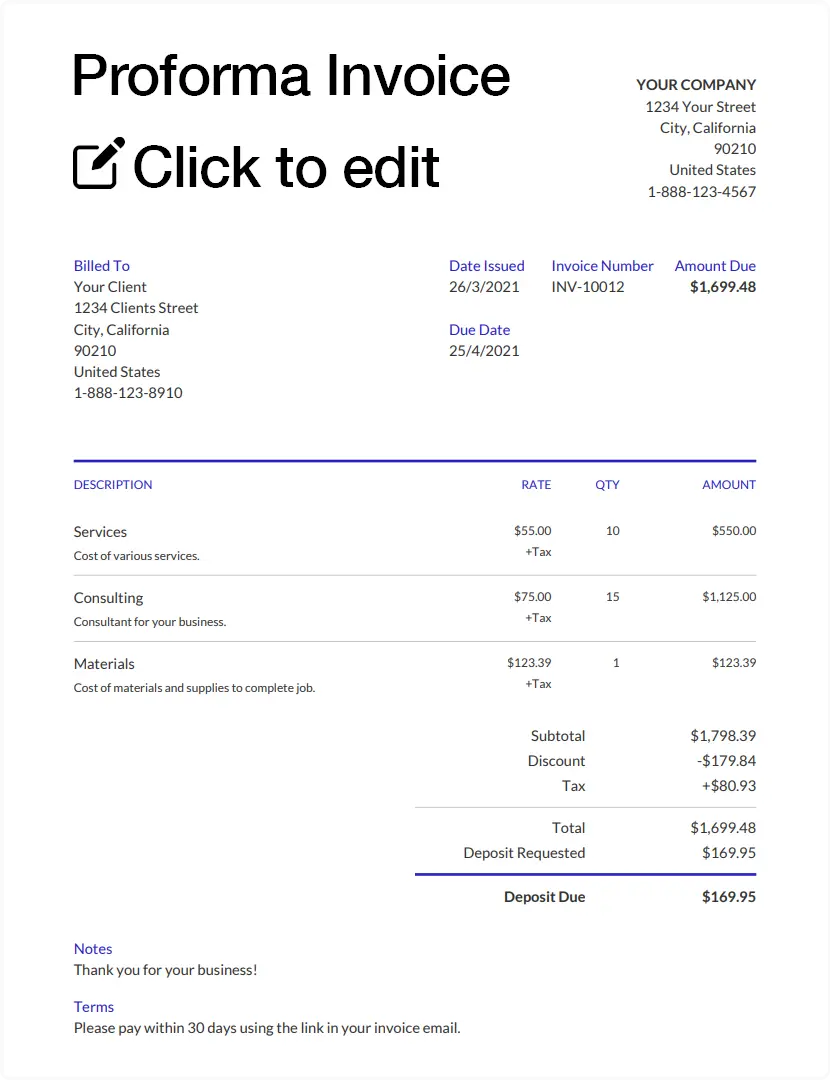 proforma invoice